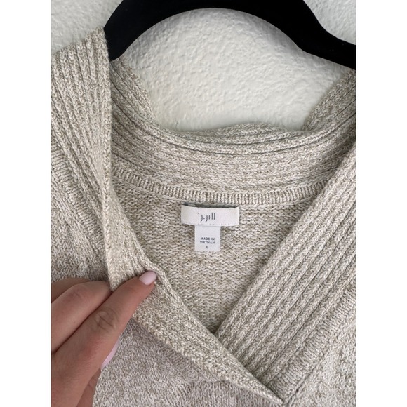 JJill Womens Beige Speckled V Neck Long Sleeve Knit Sweater Size L Casual Cozy - Picture 2 of 8